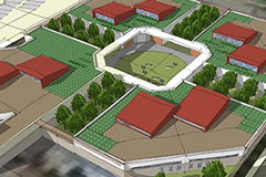 drawing of several identical building designs