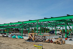 Image of a large garage structure under construction