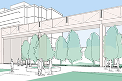 image of drawing of a completed government building