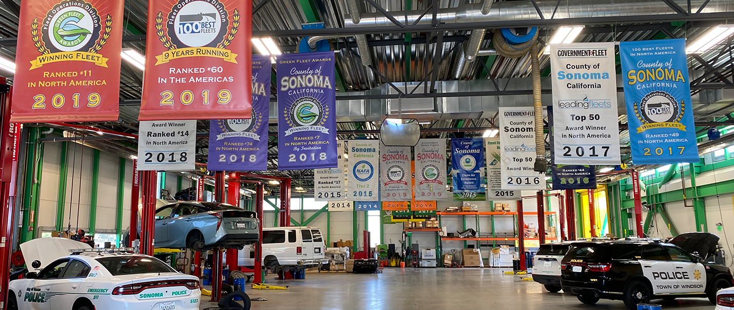 image of the interior of a multi-car maintenance garage