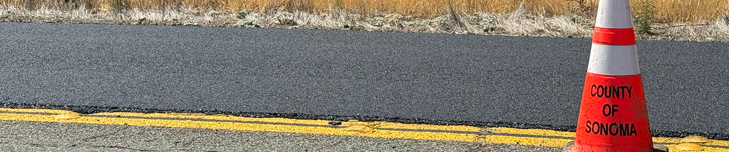 image of a construction cone with County of Sonoma writing