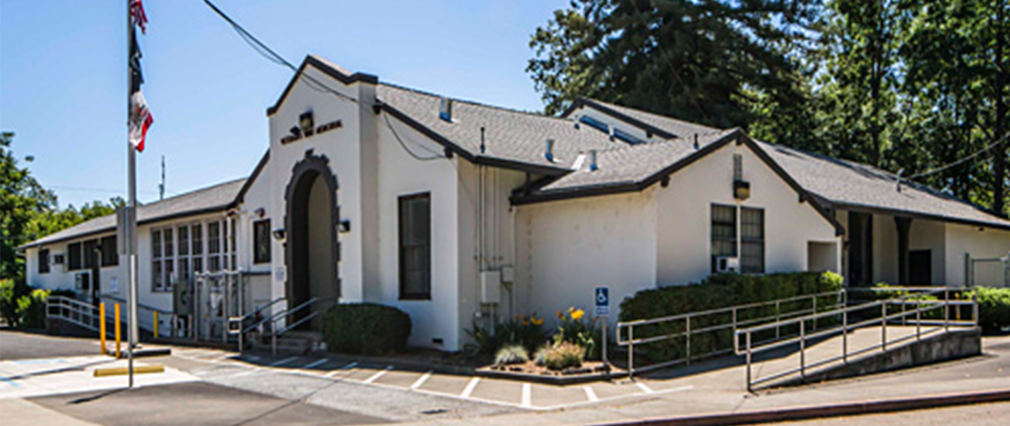 Image of the exterior of a one-story building.