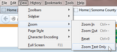 text size in Firefox